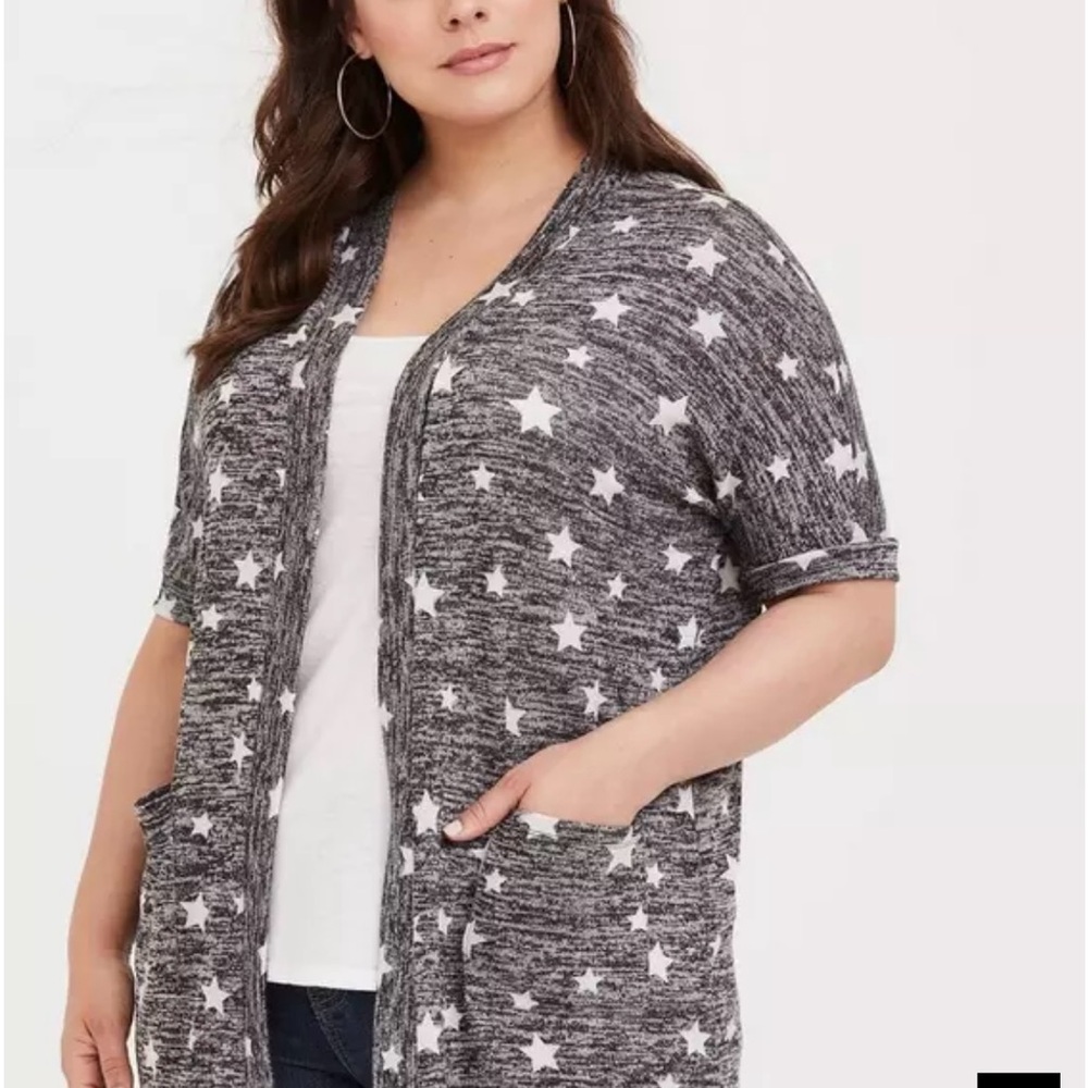 Gray Star Patterned Cardigan - image 3